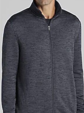 Men's Full-Zip Stand-Collar Sweater Jacket - Dark Gray